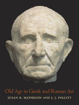 Book cover featuring a marble portrait head of an old man.