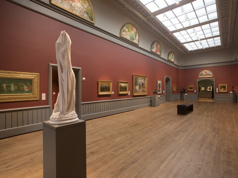View of artworks on display in the American art galleries.