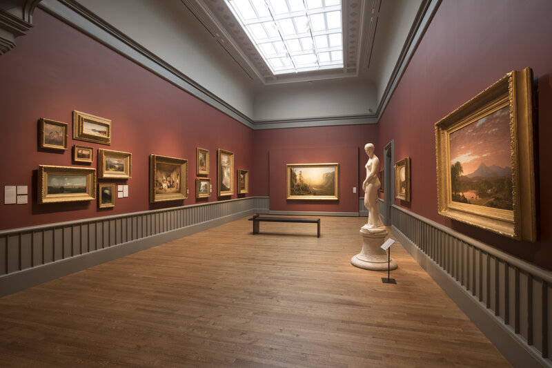 View of works in the American paintings galleries.
