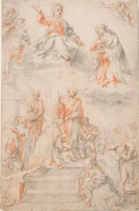 Francesco Vanni, <em>Compositional Study for Saint Ansanus Baptizing the People of Siena</em>, 1593–96