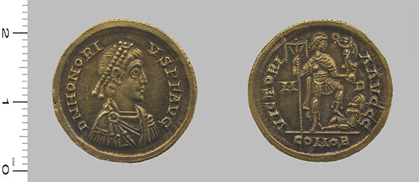 Solidus of Honorius from Mediolanum, Roman, A.D. 394–402