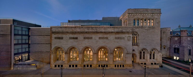 Exterior view (left to right: Louis Kahn building, Old Yale Art Gallery building, Street Hall)                                    <a href="http://www.flickr.com/photos/yaleuniversityartgallery/8261892074/" title="Exterior view (left to right: Louis Kahn b