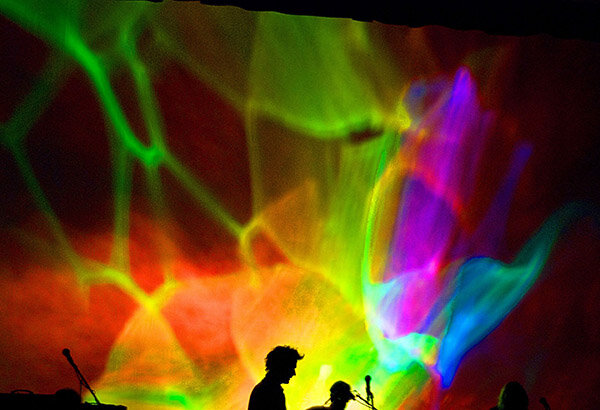 The Joshua Light Show performing with MGMT, in New York. Photo: Stan Schnier