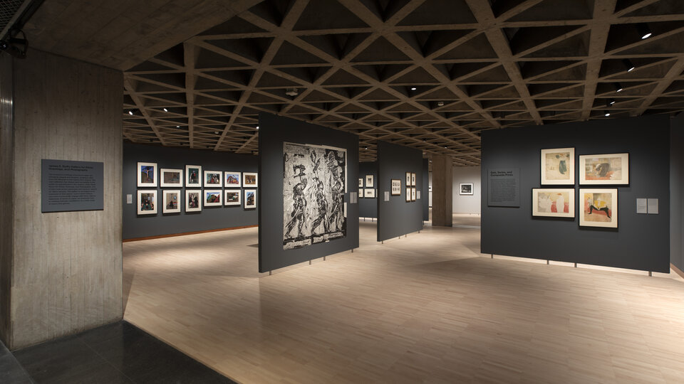 View of 2022 works on paper exhibition titled, "Sets, Series, and Composite Prints"