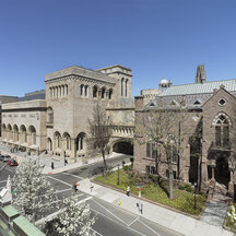 Exterior view of the three buildings that contain the museum's collection.