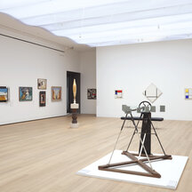 Gallery view of paintings and sculptures in the Societe Anonyme exhibition