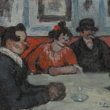 Pablo Picasso, Caf&eacute; Scene, 1900. Oil on panel. Yale University Art Gallery, Transfer from the Beinecke Rare Book and Manuscript Library, Gift of Alice B. Toklas to the Gertrude Stein and Alice B. Toklas Papers, Yale Collection of American Literatur