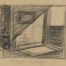 Edward Hopper, <i>Studies for Rooms by the Sea (recto)</i>,1951. Charcoal. Yale 