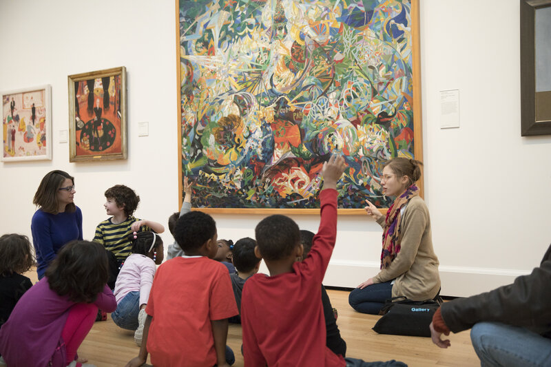 K-12 students in American Painting and Sculpture Gallery