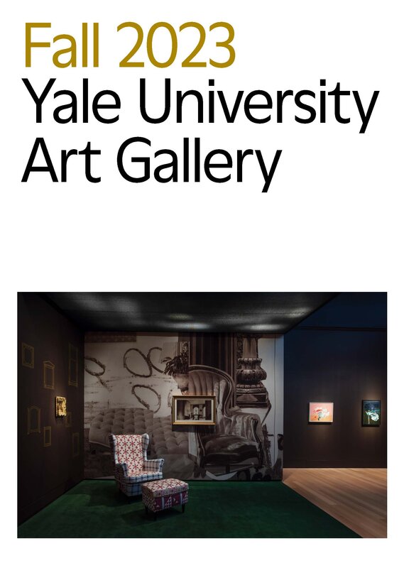 Cover of fall 2023 members magazine and an installation photo of objects from the Portrait of an Unlikely Space exhibition.