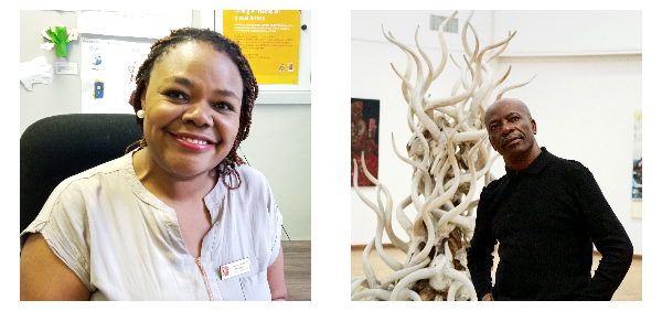 Desiree Dibasen !Nanuses (Photo: Petrina Mathews) and Raphael Chikukwa (Photo: National Gallery Zimbabwe)