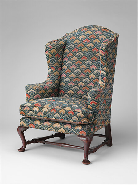 Unknown chairmaker and Caleb Gardner, Jr., upholsterer, Easy Chair, Newport, 1758