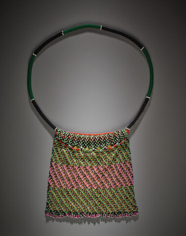 Bag (Ingxowa), probably South Sotho, Drakensberg region, South Africa, 19th century. Beads, cloth, string, and metal. Yale University Art Gallery, Leonard C. Hanna, Jr., Class of 1913, Fund