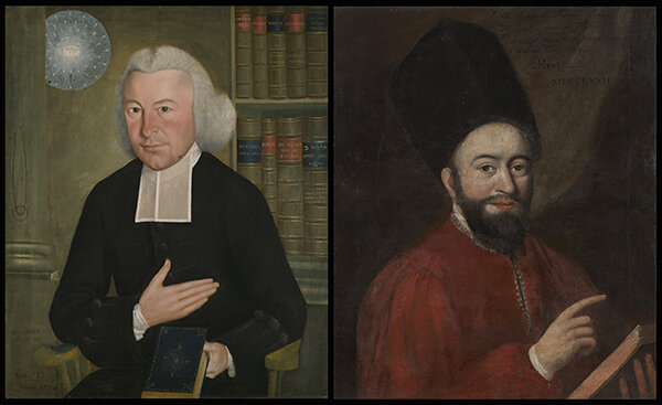 (Left) Samuel King, Reverend Ezra Stiles (1727-1795), 1771; (Right) Samuel King, Rabbi Raphael Hajim Isaac Karigal (1733-1777), 1772 