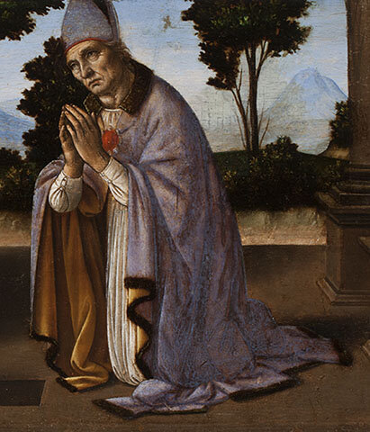 Leonardo da Vinci and Lorenzo di Credi, A Miracle of Saint Donatus of Arezzo (detail), ca. 1475–85